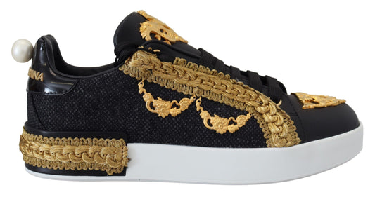 Dolce &amp; Gabbana Elegant Portofino Sneakers made of leather in black