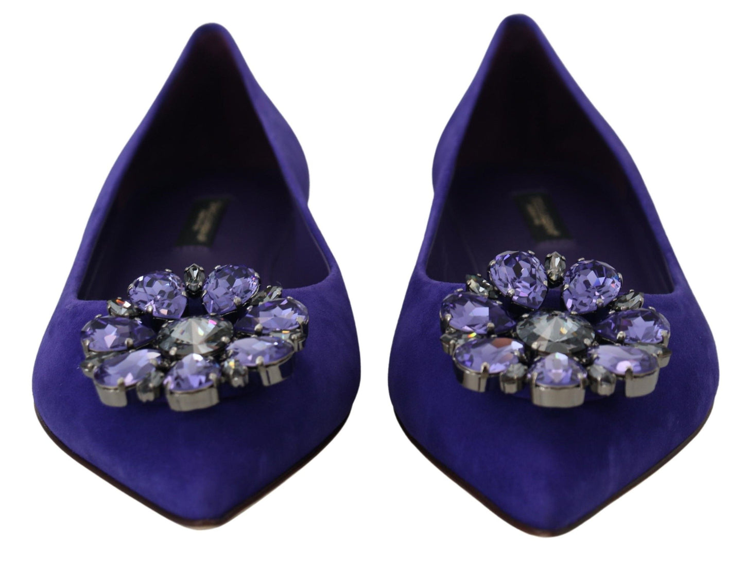 Dolce &amp; Gabbana Purple Suede Flats with Embellished Crystals