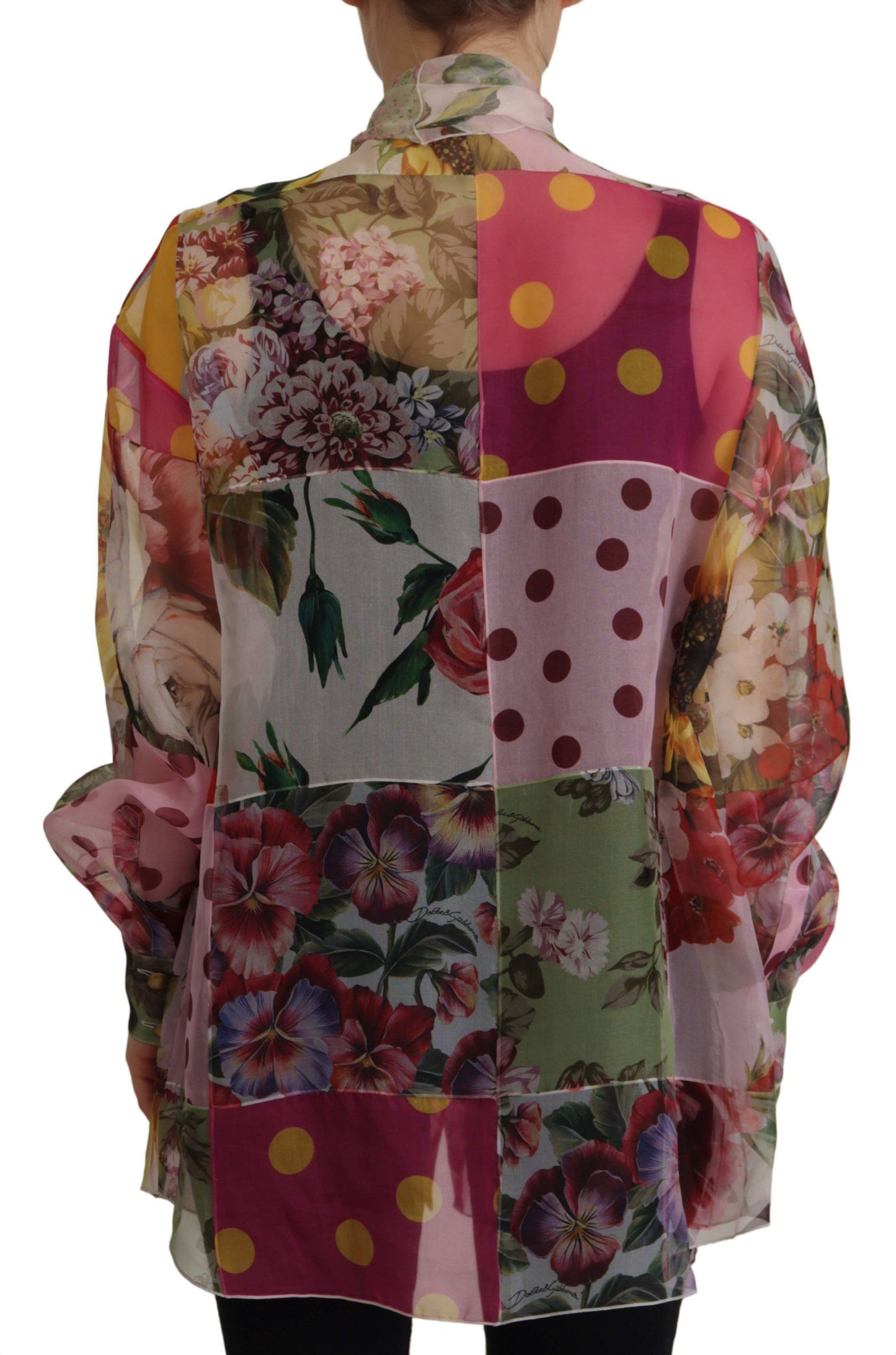 Dolce &amp; Gabbana multicolor silk blouse with ascot collar