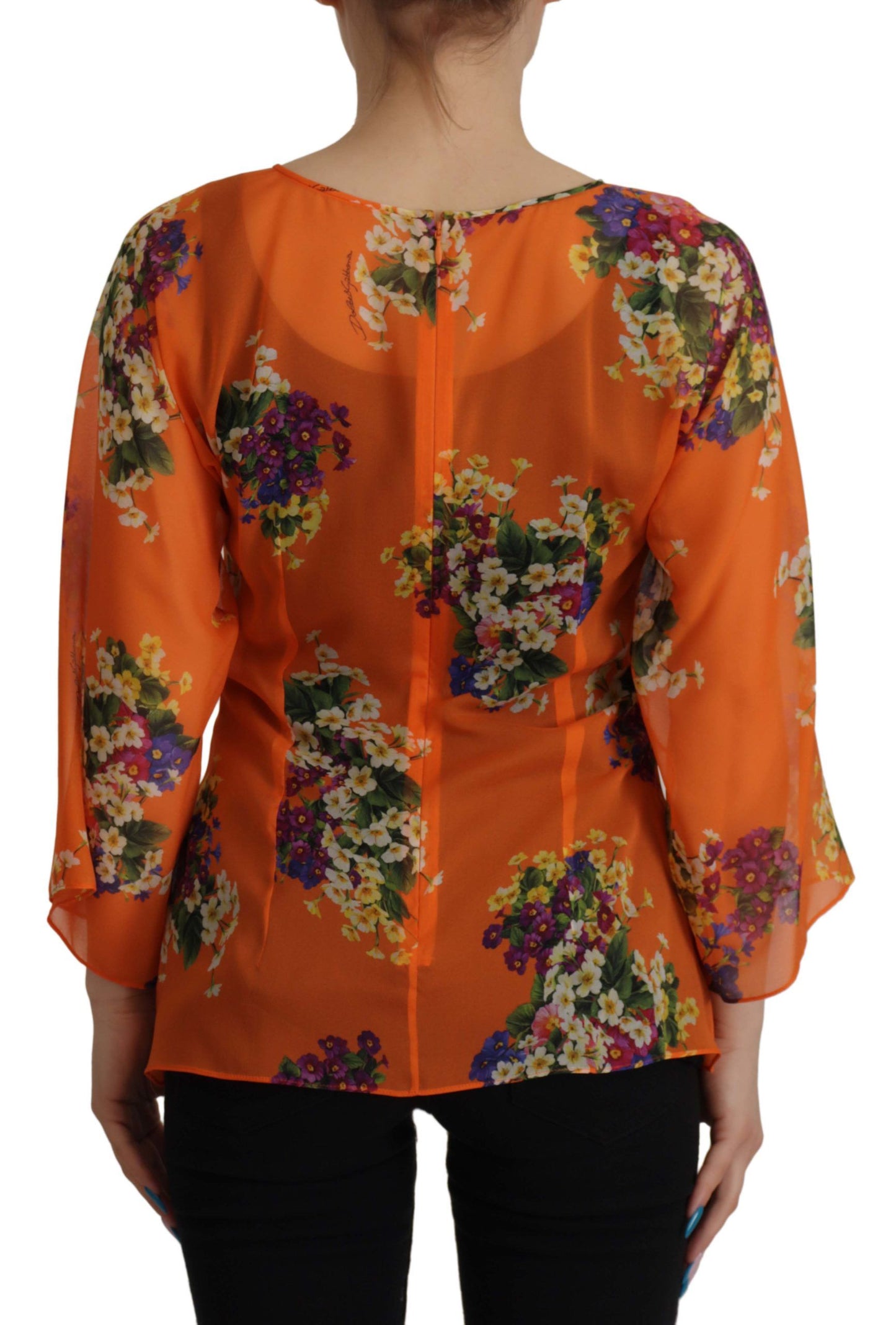 Dolce &amp; Gabbana Elegant floral silk blouse with back zip