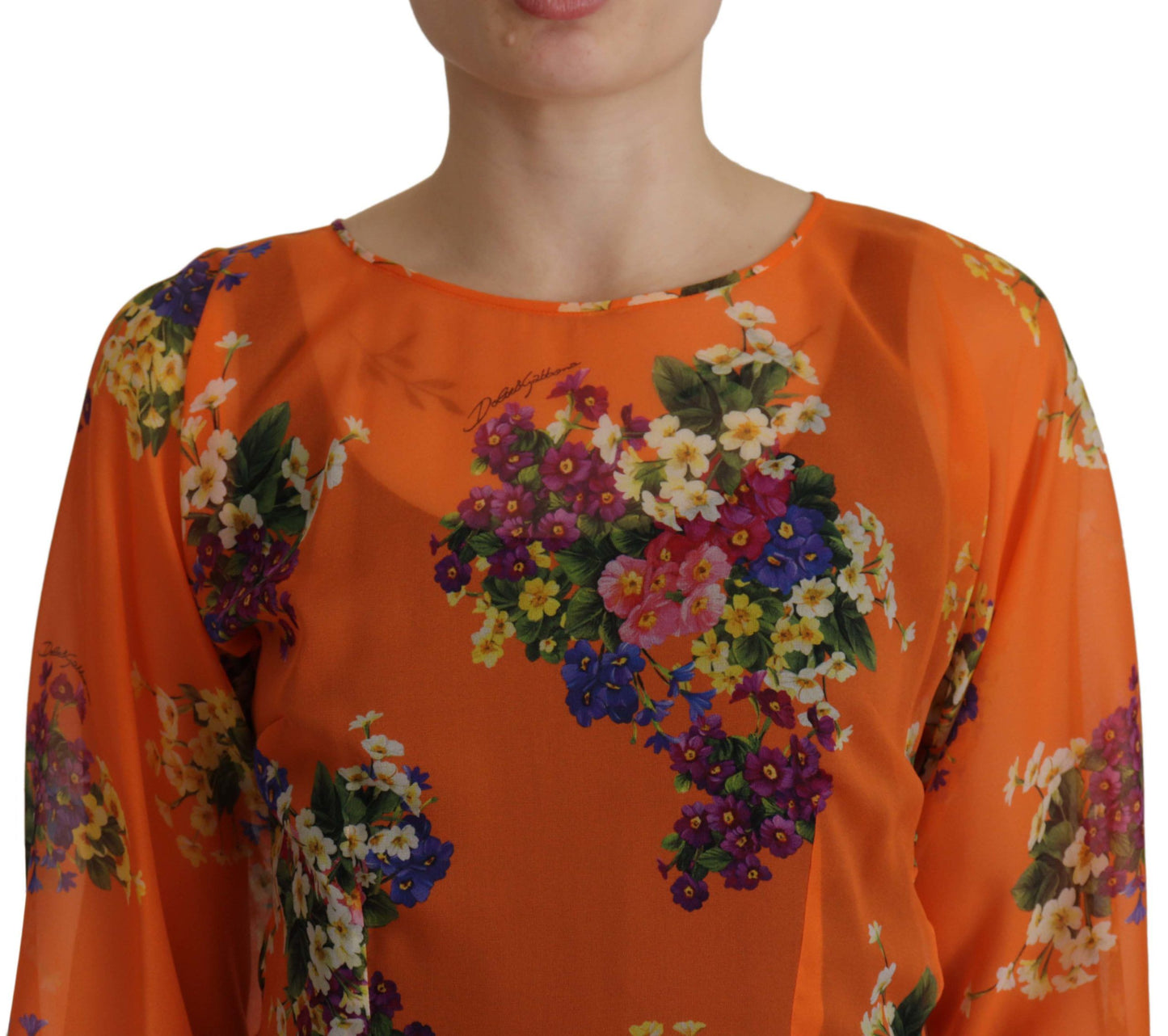 Dolce &amp; Gabbana Elegant floral silk blouse with back zip