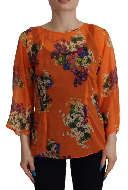 Dolce &amp; Gabbana Elegant floral silk blouse with back zip