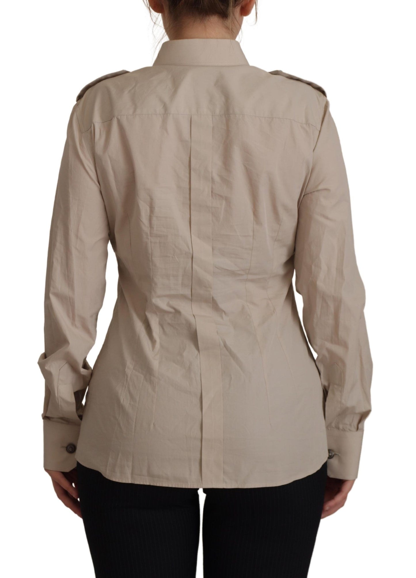 Dolce &amp; Gabbana Elegant long-sleeved shirt in beige cotton