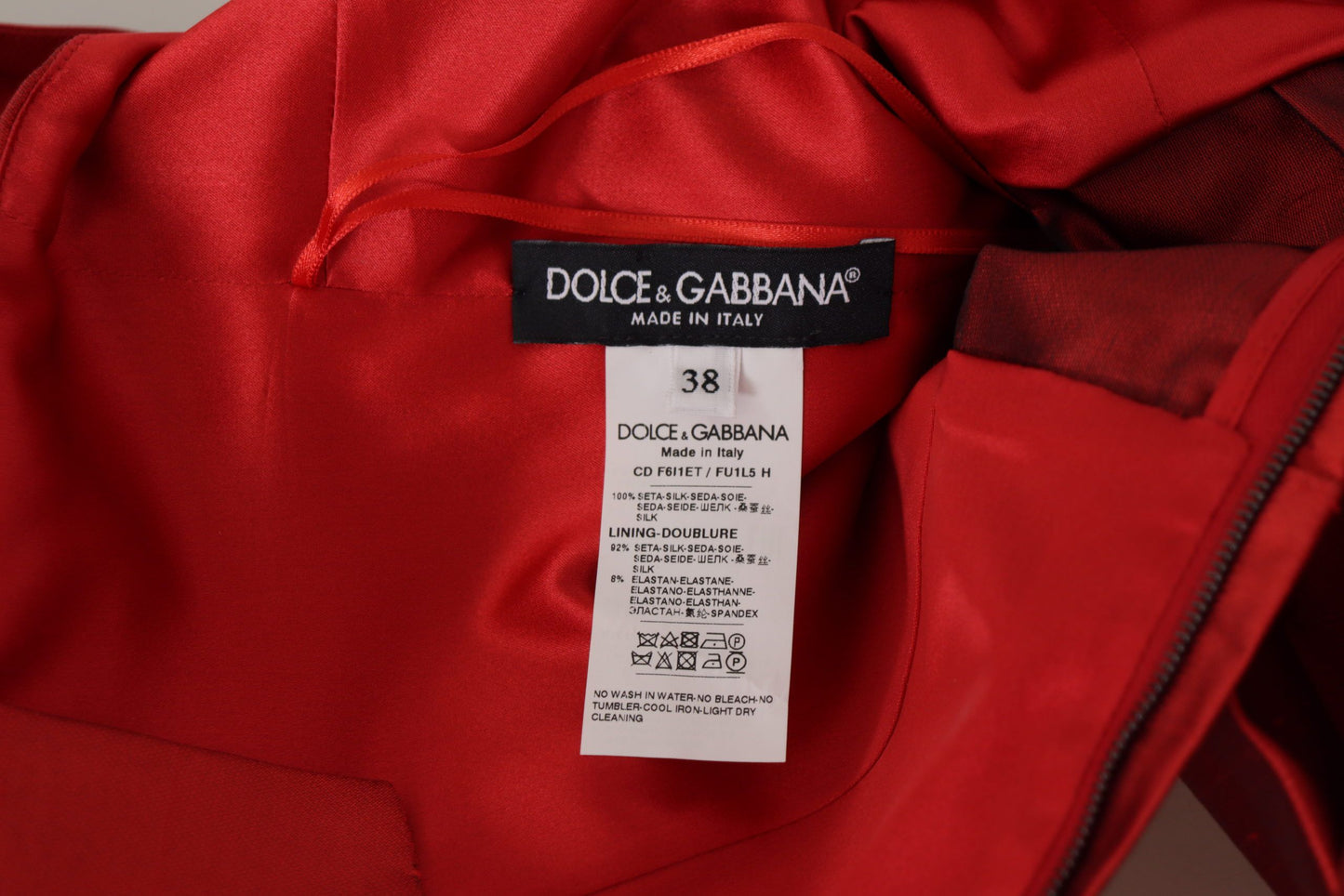 Dolce &amp; Gabbana Bright red silk A-line midi dress