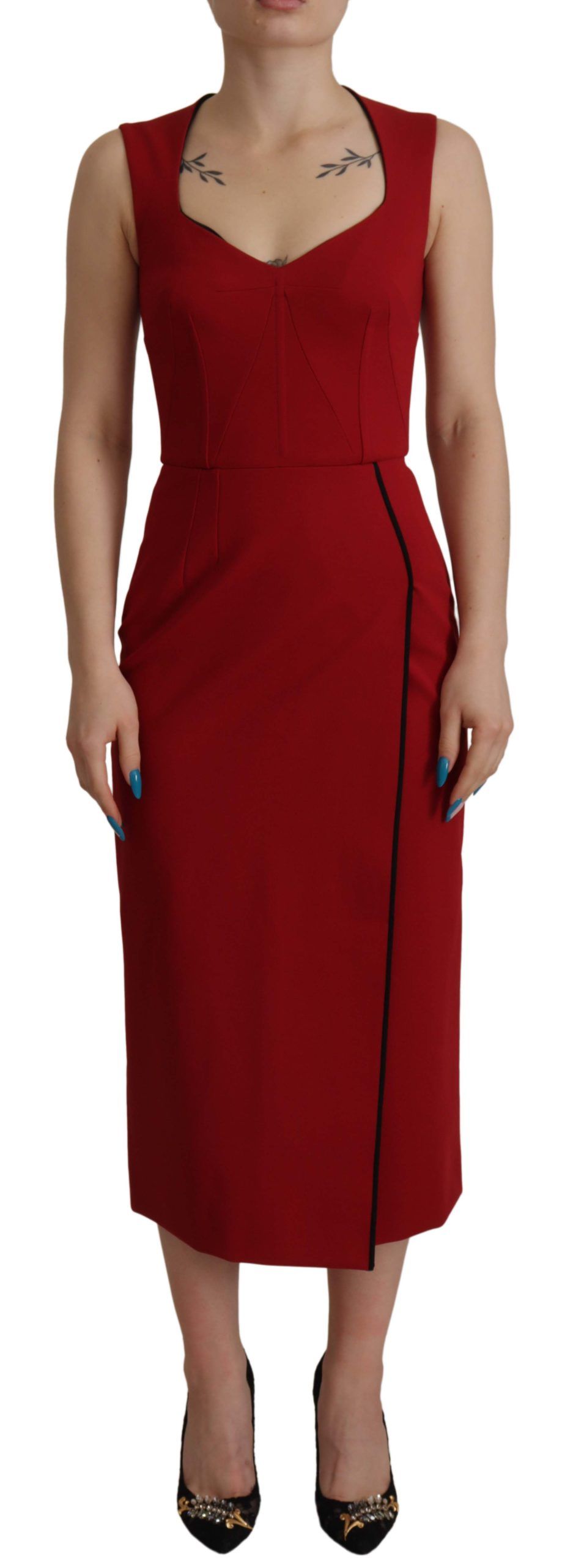 Dolce & Gabbana Elegantes Rotes Bodycon Midikleid