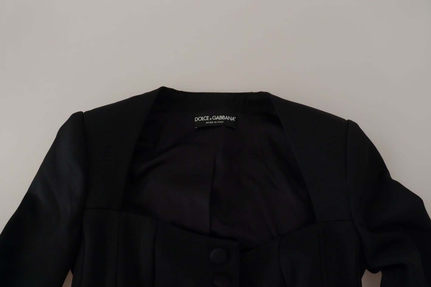 Dolce &amp; Gabbana Simple black snap jacket with silk lining