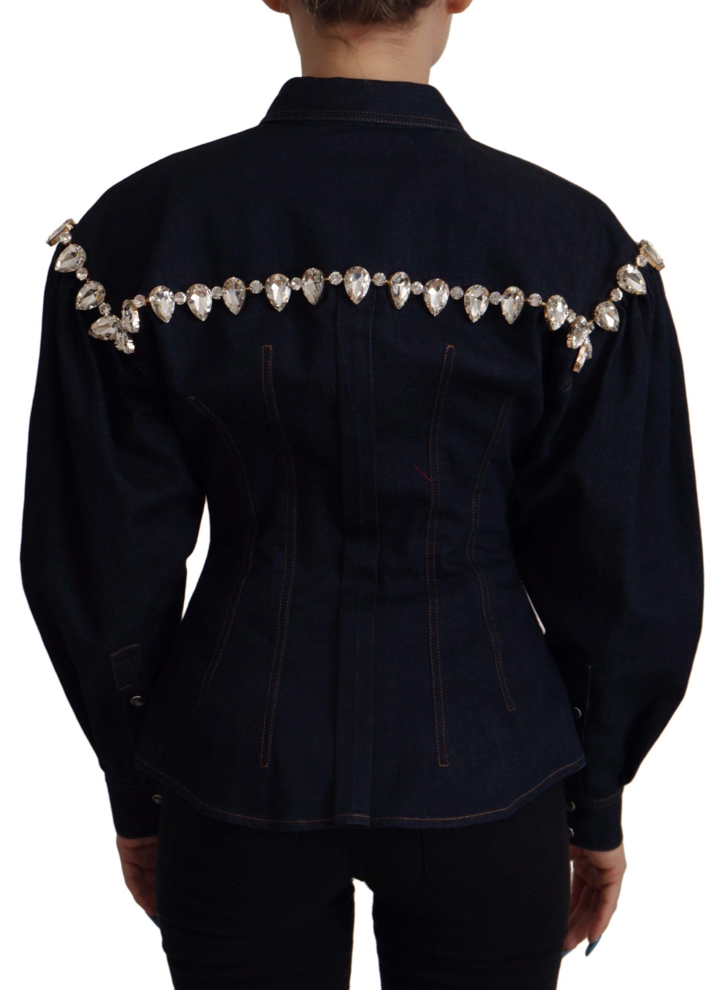 Dolce &amp; Gabbana Elegant denim jacket with crystal embellishment