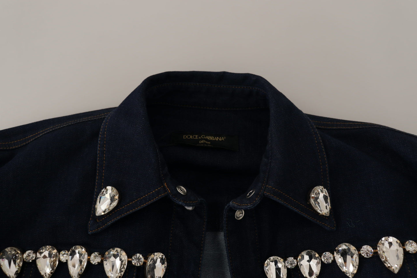 Dolce &amp; Gabbana Elegant denim jacket with crystal embellishment