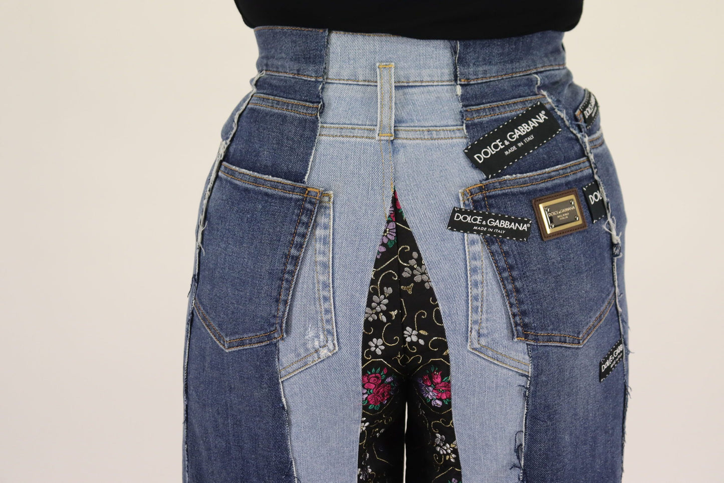 Dolce &amp; Gabbana High Waist Wide Leg Jeans in Multicolor