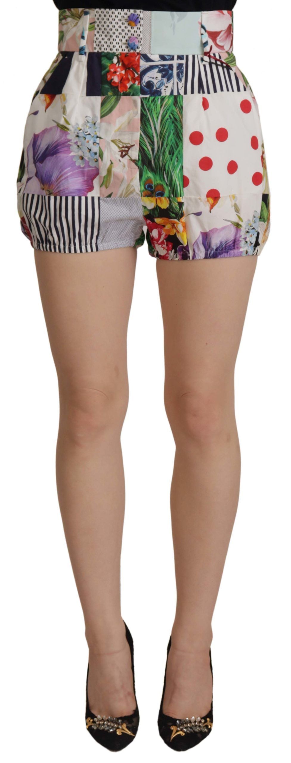 Dolce & Gabbana Patchwork Designer-Shorts mit hoher Taille