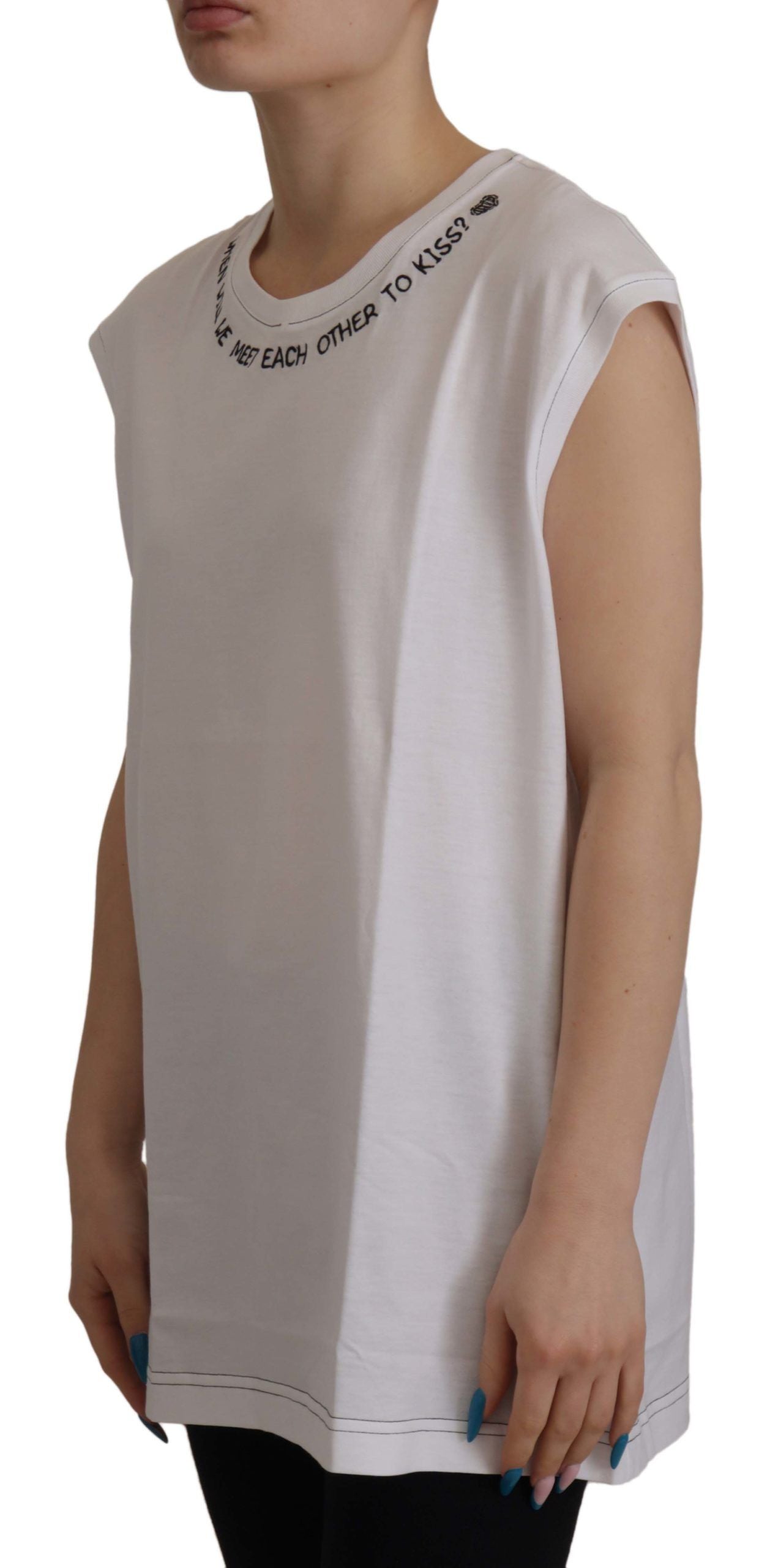 Dolce &amp; Gabbana Elegant sleeveless top in white cotton