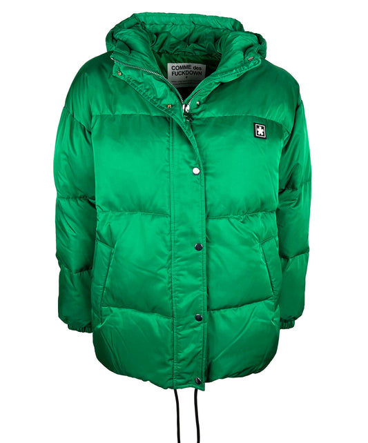 Comme Des Fuckdown Chic puffer jacket with hood and zip in rich green