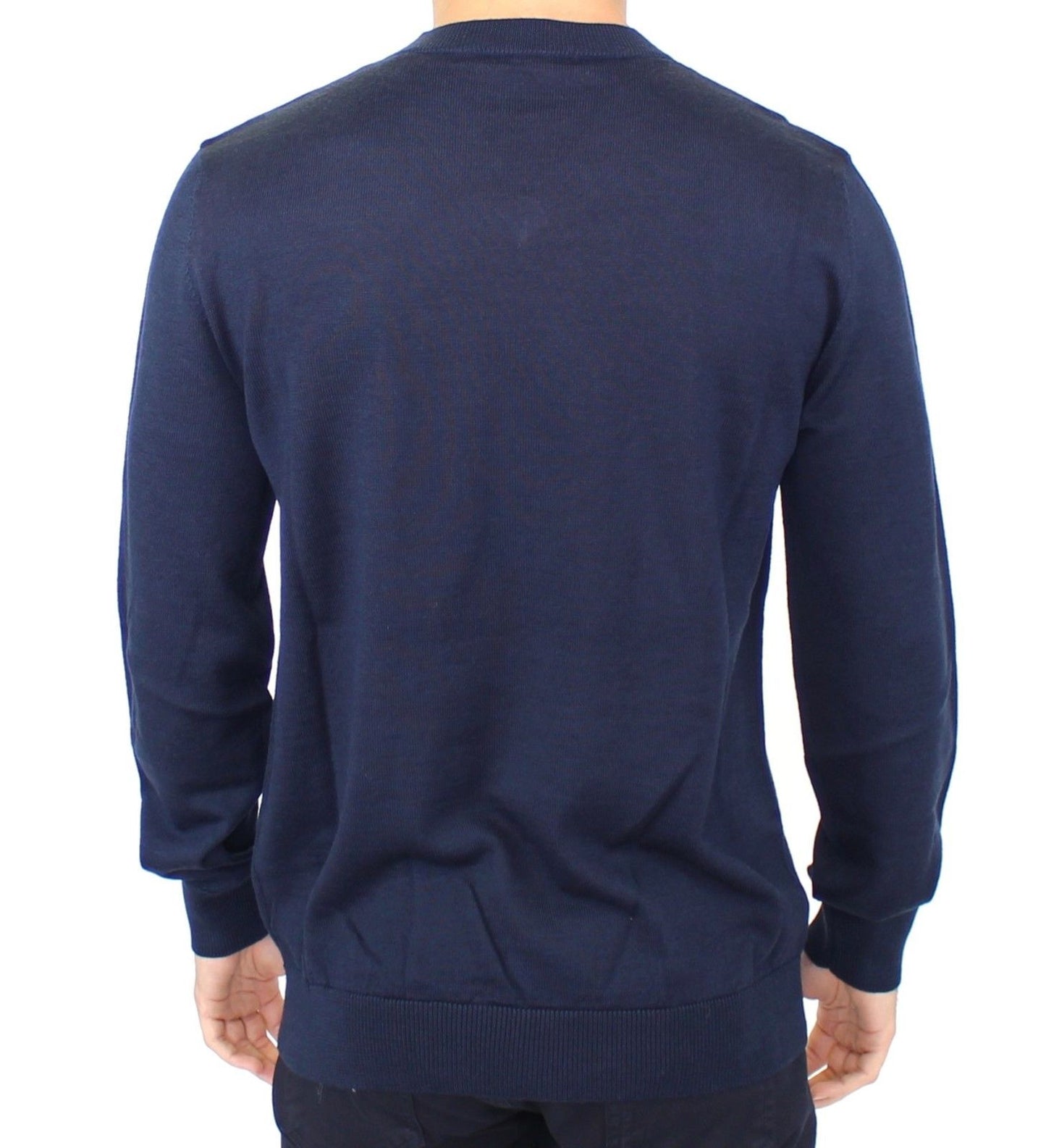 Ermanno Scervino Elegant blue V-neck sweater in wool blend