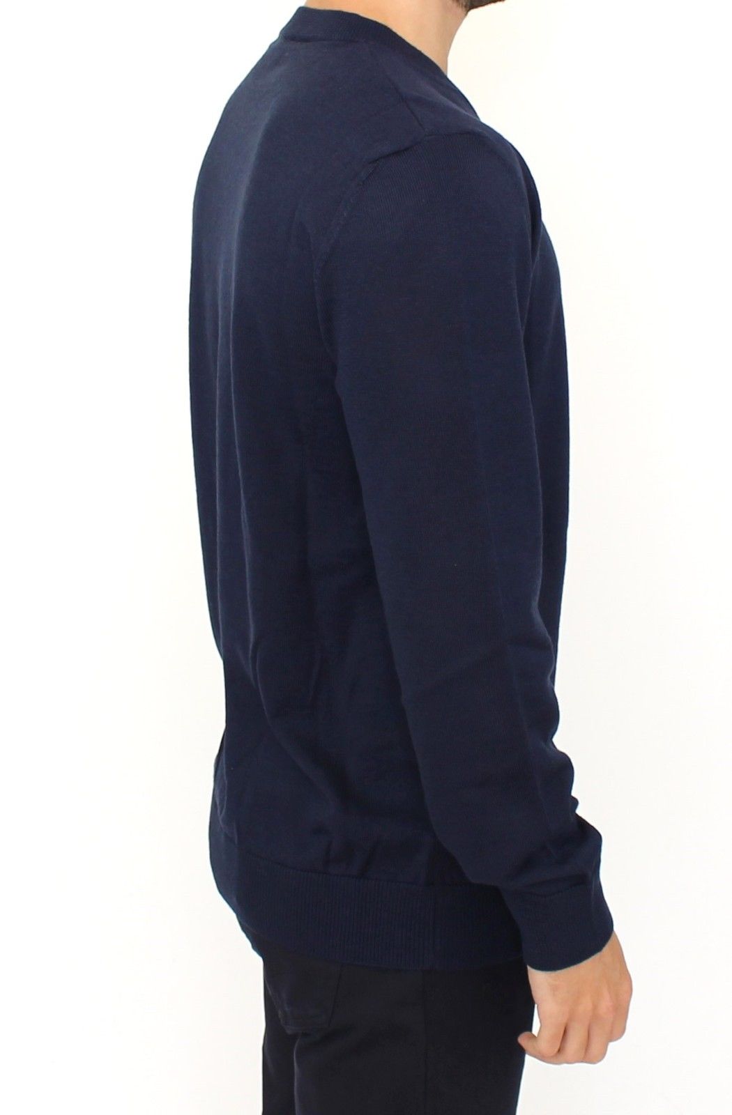 Ermanno Scervino Elegant blue V-neck sweater in wool blend