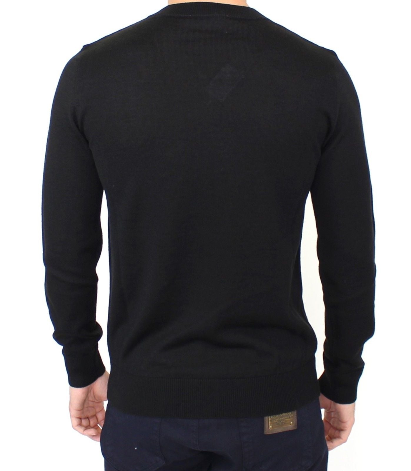 Ermanno Scervino Elegant black V-neck sweater in wool blend