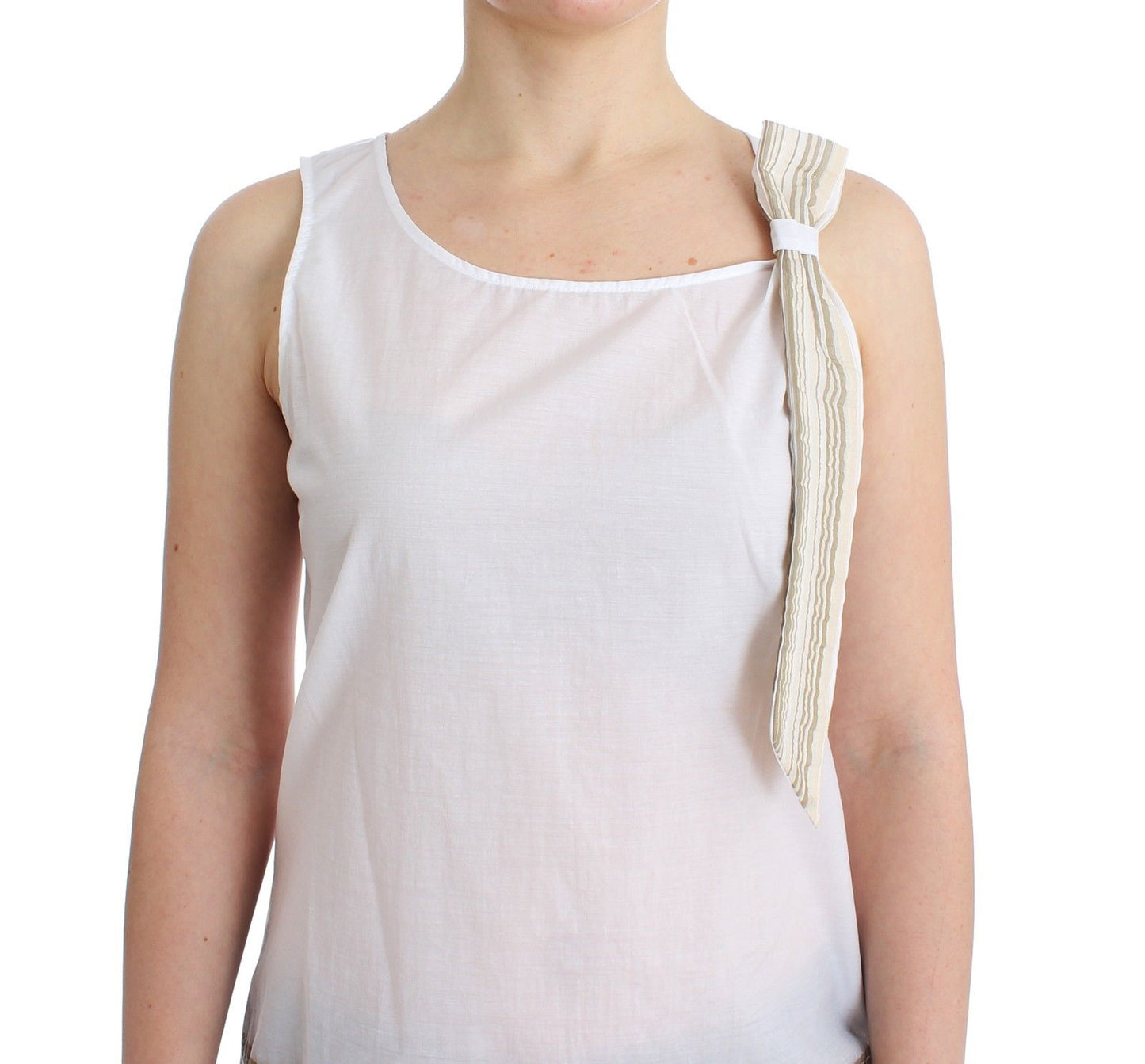 Ermanno Scervino Elegant white sleeveless top with bow decoration