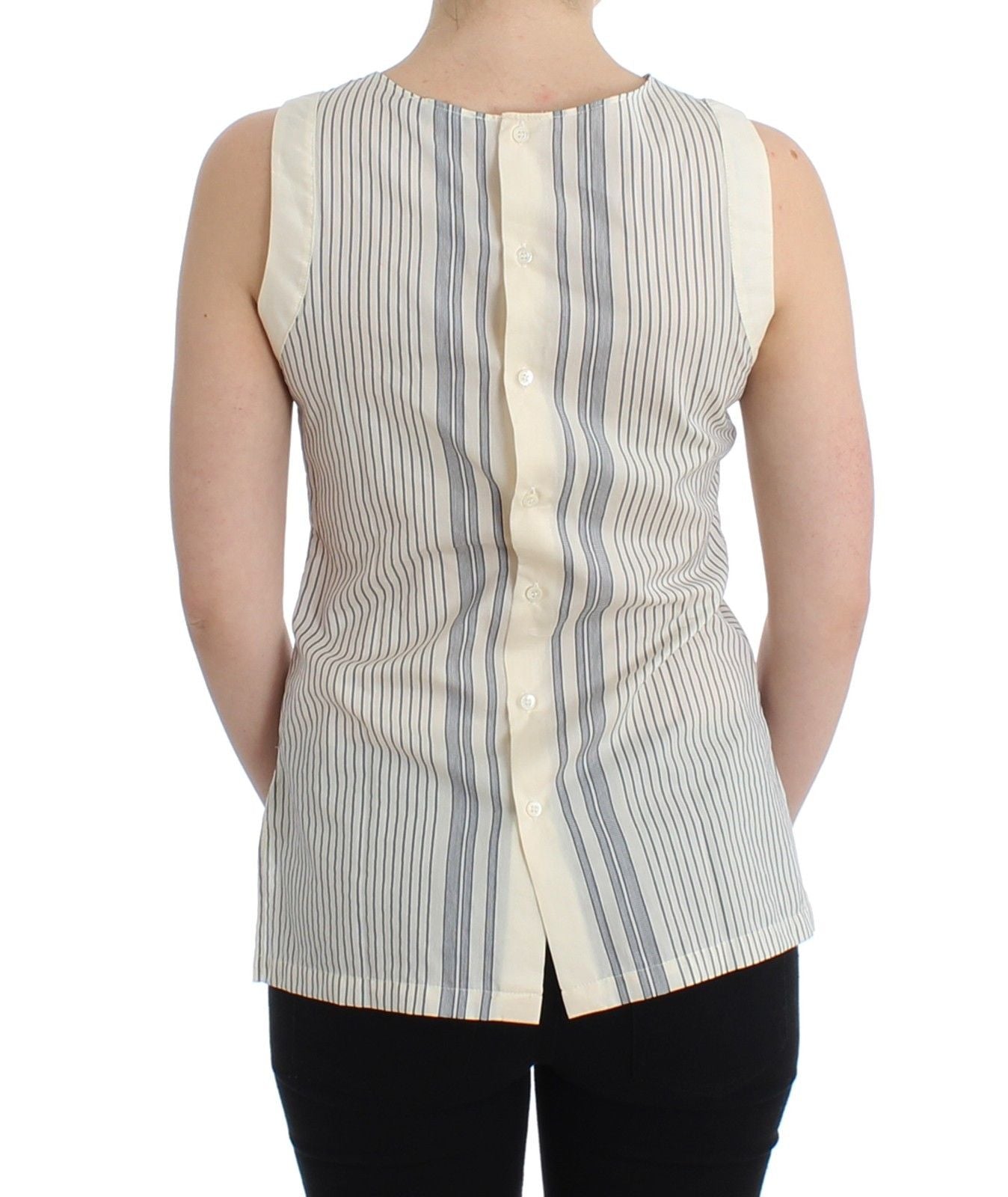 Ermanno Scervino Chic striped top with bow in cotton and silk