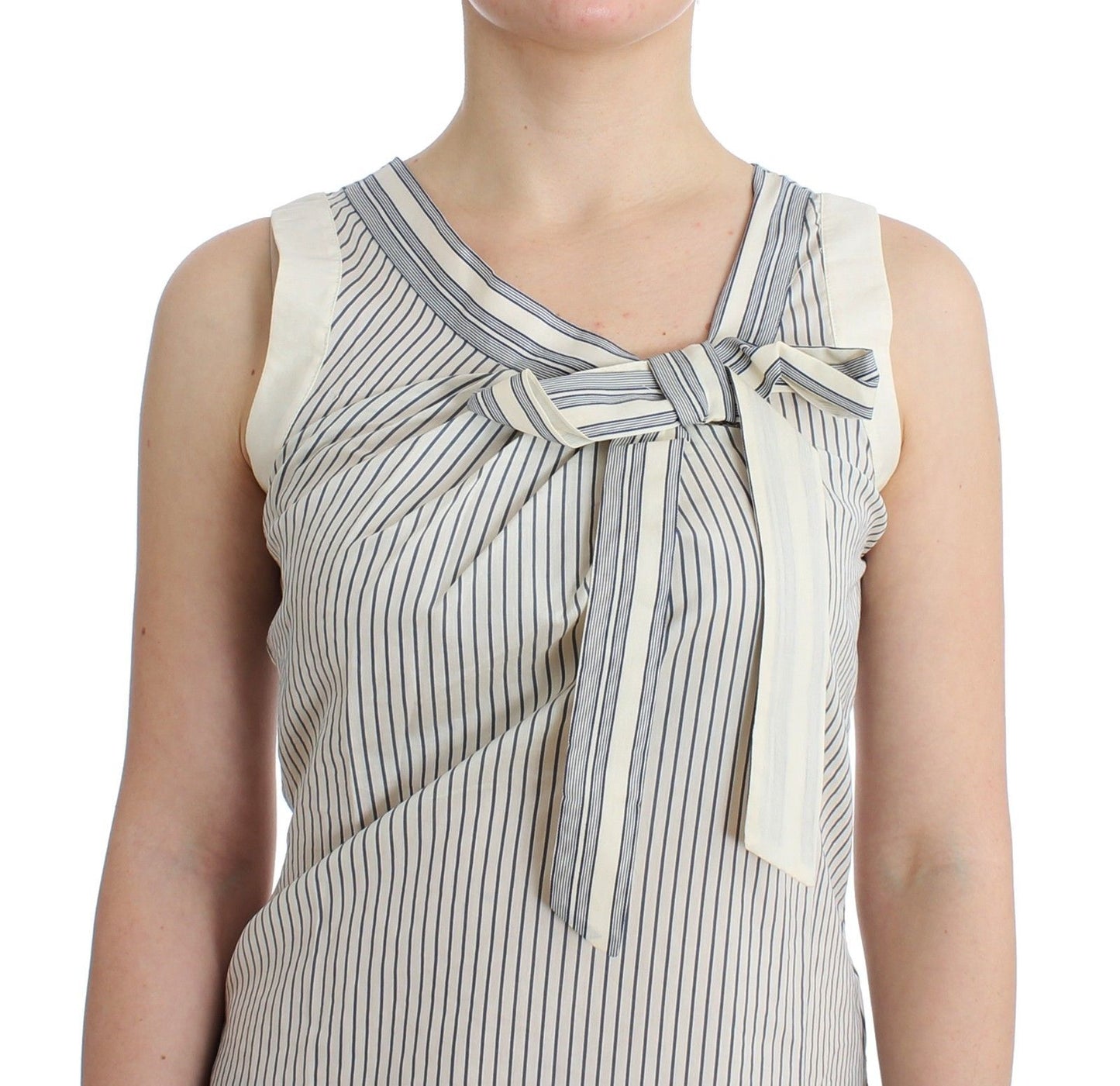 Ermanno Scervino Chic striped top with bow in cotton and silk