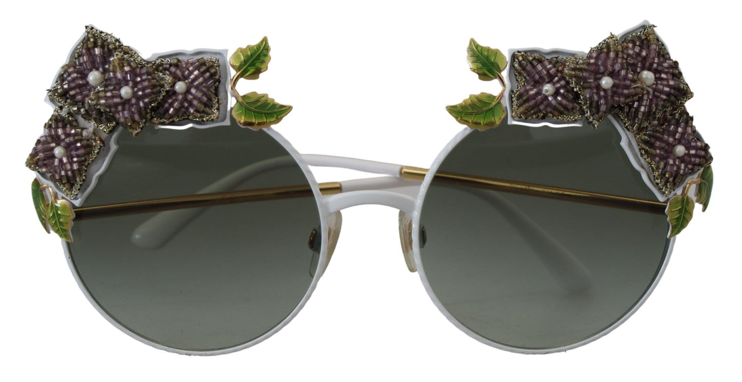 Dolce &amp; Gabbana Elegant gold sunglasses with floral decoration