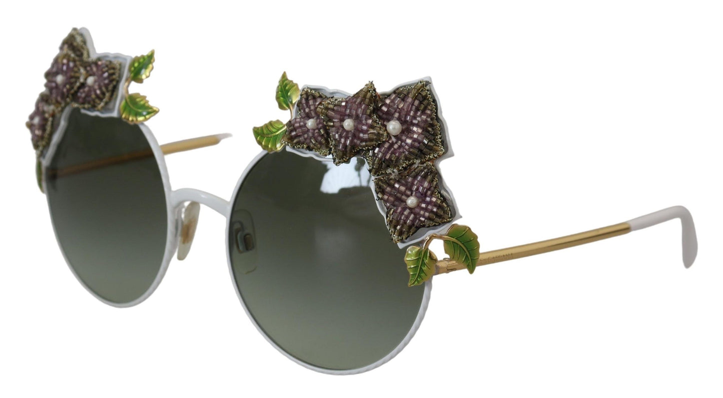 Dolce &amp; Gabbana Elegant gold sunglasses with floral decoration