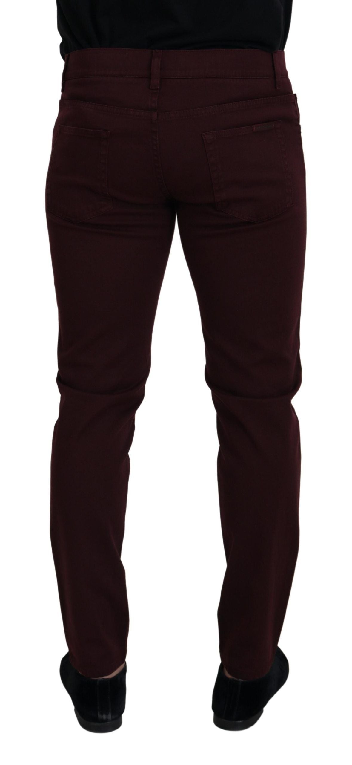 Dolce &amp; Gabbana Slim Fit Bordeaux Jeans - Italian Luxury