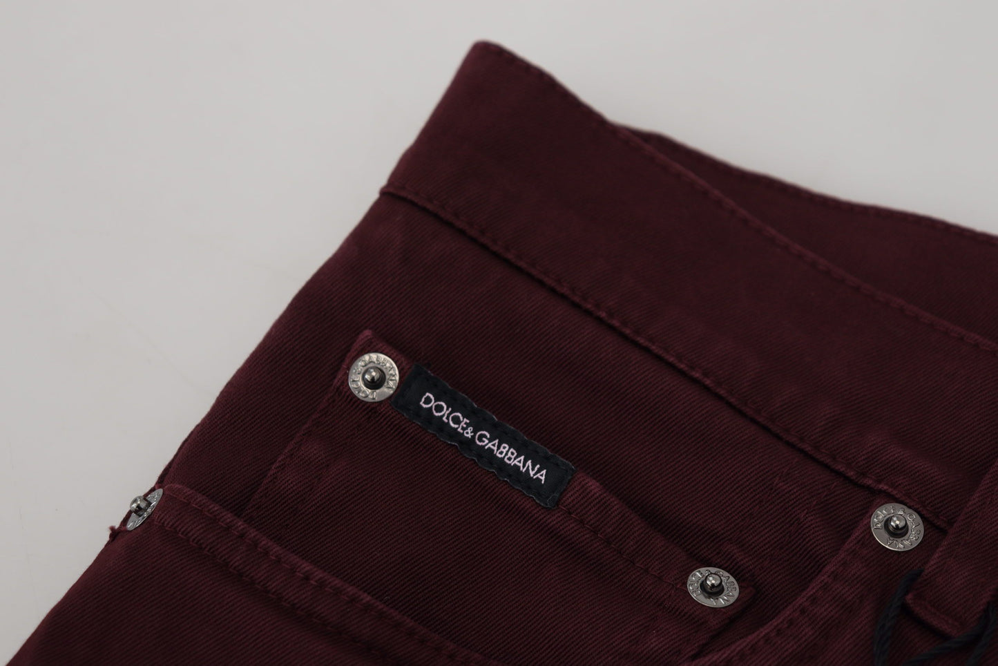 Dolce &amp; Gabbana Slim Fit Bordeaux Jeans - Italian Luxury