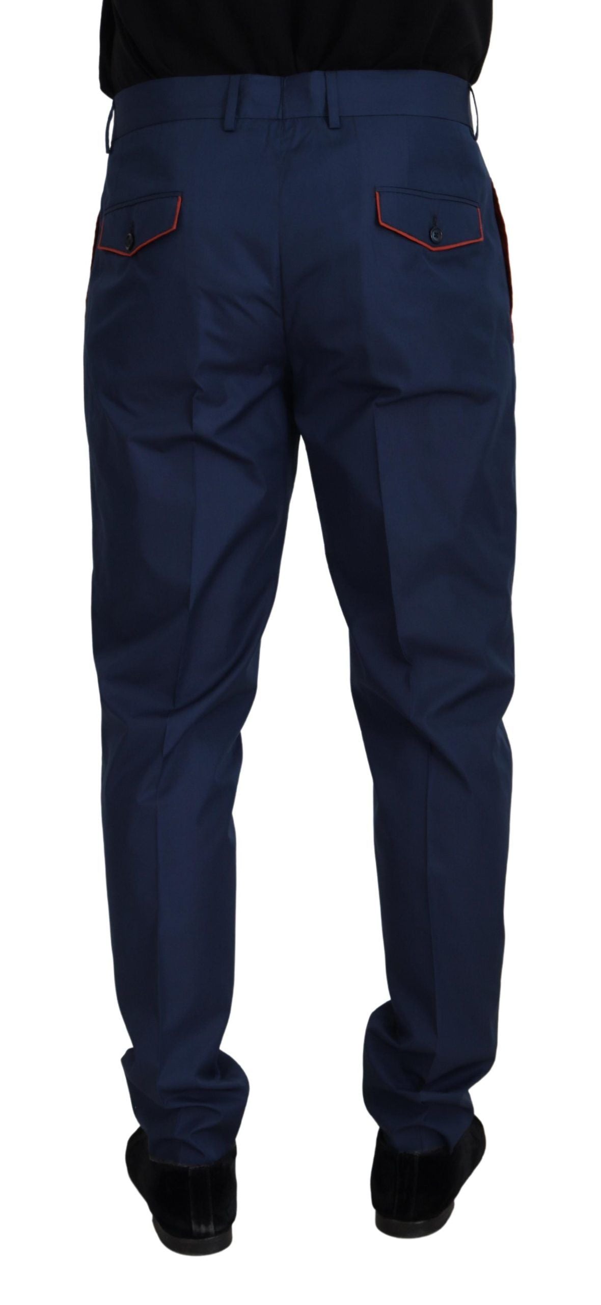 Dolce & Gabbana Elegante Slim Fit Chinos aus blauer Seidenmischung