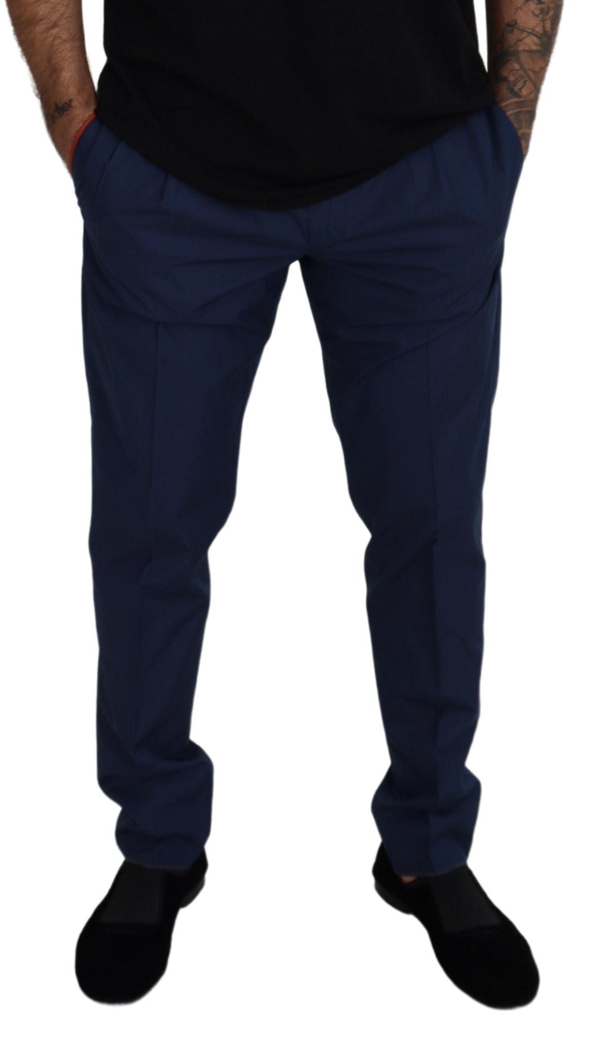 Dolce & Gabbana Elegante Slim Fit Chinos aus blauer Seidenmischung