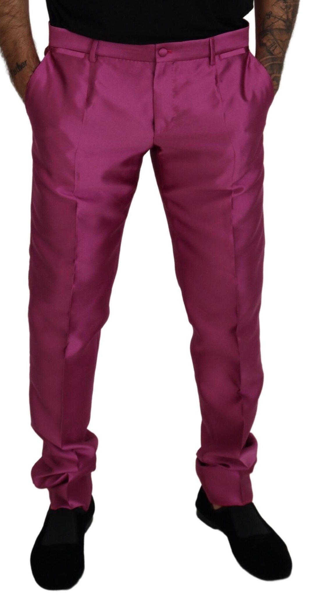 Dolce &amp; Gabbana Elegant Slim Fit Trousers in Pink for Formal Occasions