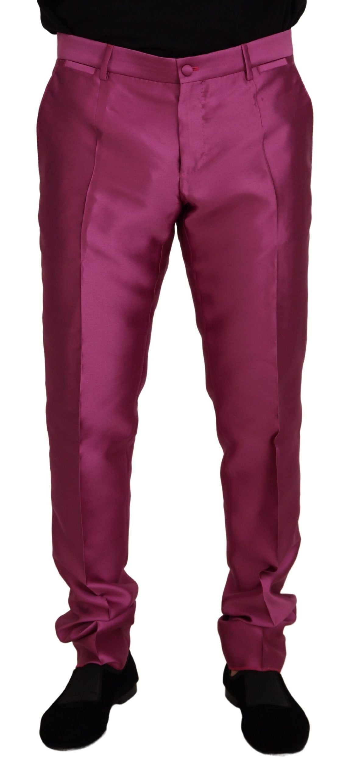 Dolce &amp; Gabbana Elegant Slim Fit Trousers in Pink for Formal Occasions