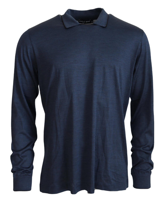 Dolce &amp; Gabbana Refined Silk Polo Sweater in Blue