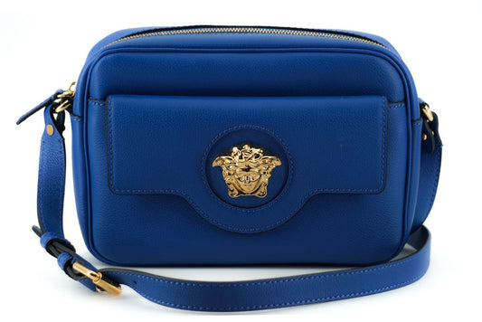 Versace Elegant camera bag in blue calf leather