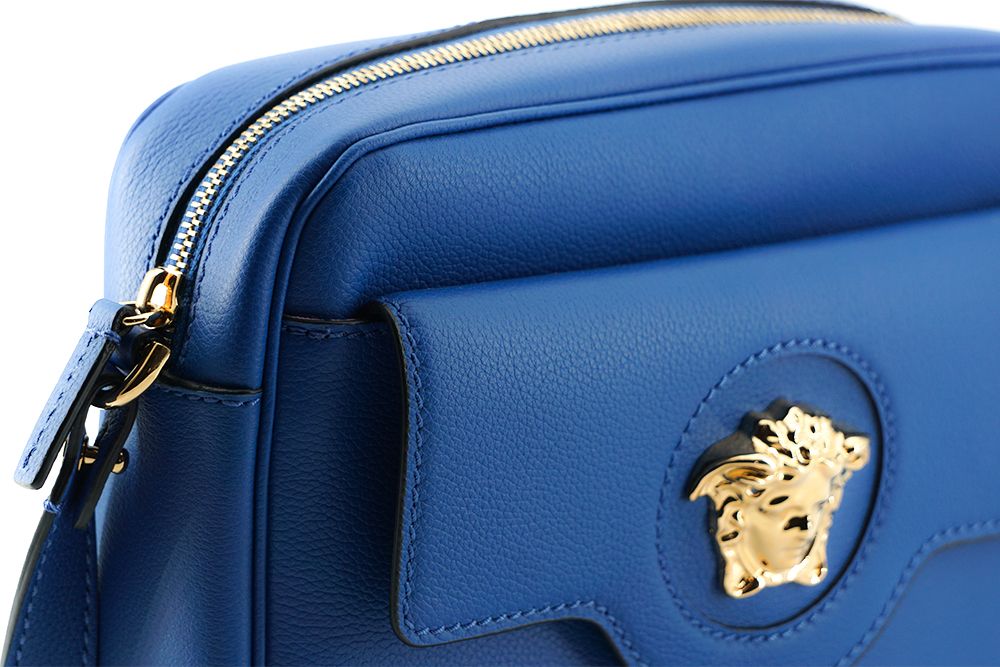 Versace Elegant camera bag in blue calf leather