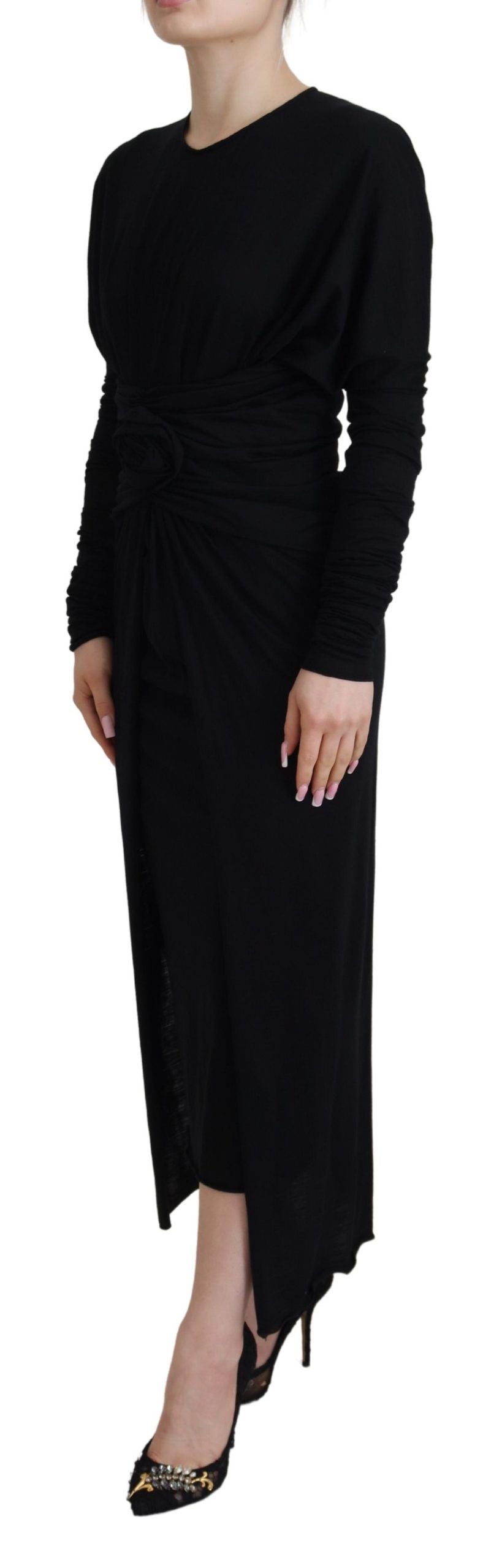 Dolce &amp; Gabbana Elegant wrap-style sheath dress with long sleeves