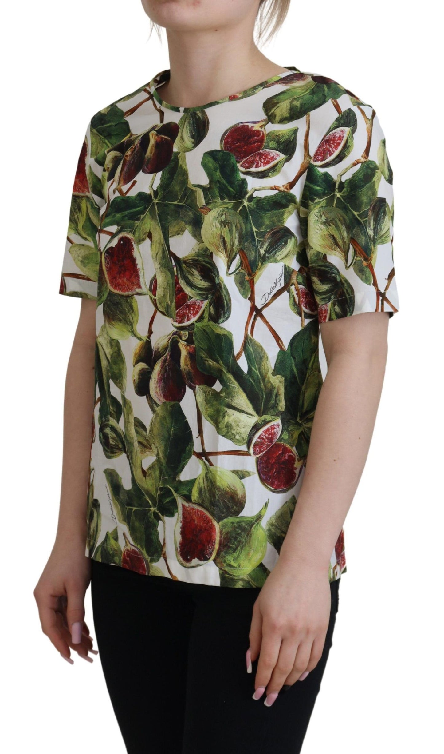 Dolce &amp; Gabbana Chic Multicolor Fig Print Cotton Top