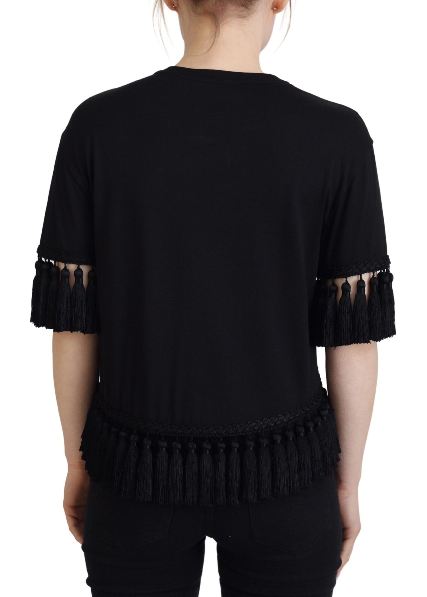 Dolce &amp; Gabbana Elegant black cotton short sleeve T-shirt