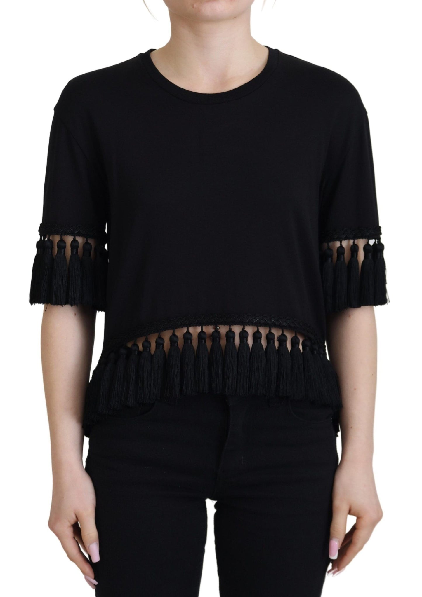 Dolce &amp; Gabbana Elegant black cotton short sleeve T-shirt