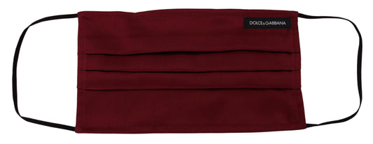 Dolce &amp; Gabbana Elegant Maroon Silk Face Mask with Pleated Detail