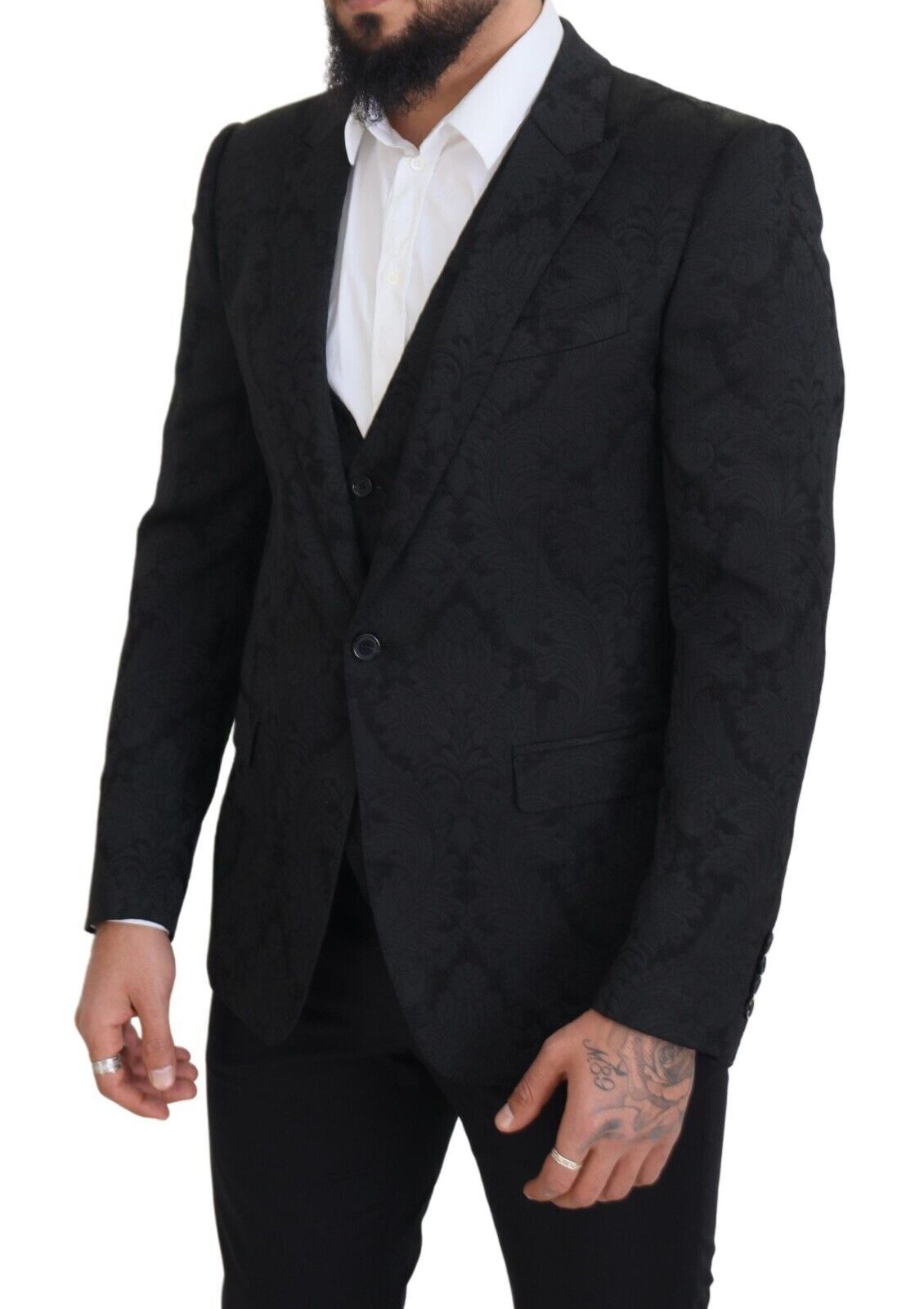 Dolce &amp; Gabbana Elegant ensemble of black martini suit, jacket and vest