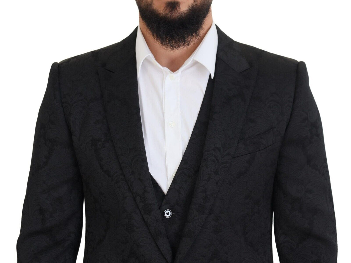 Dolce &amp; Gabbana Elegant ensemble of black martini suit, jacket and vest