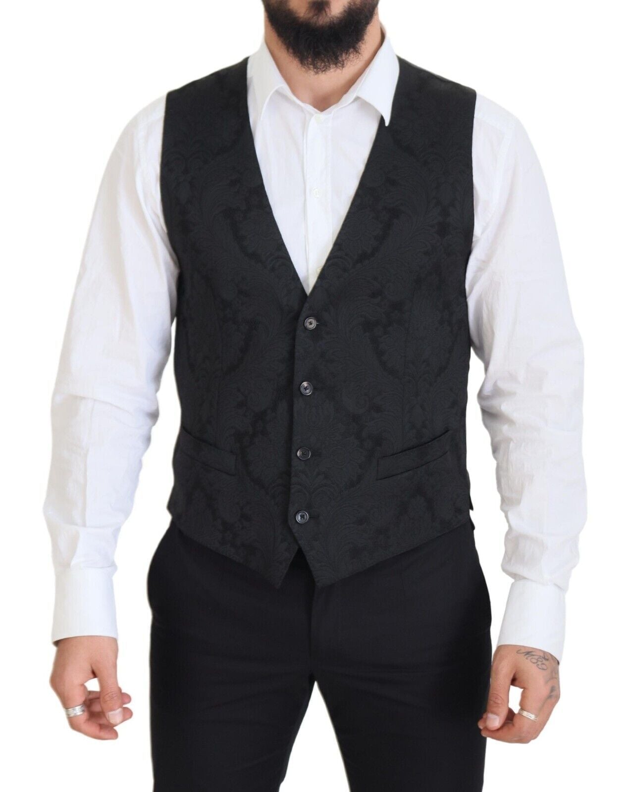 Dolce &amp; Gabbana Elegant ensemble of black martini suit, jacket and vest