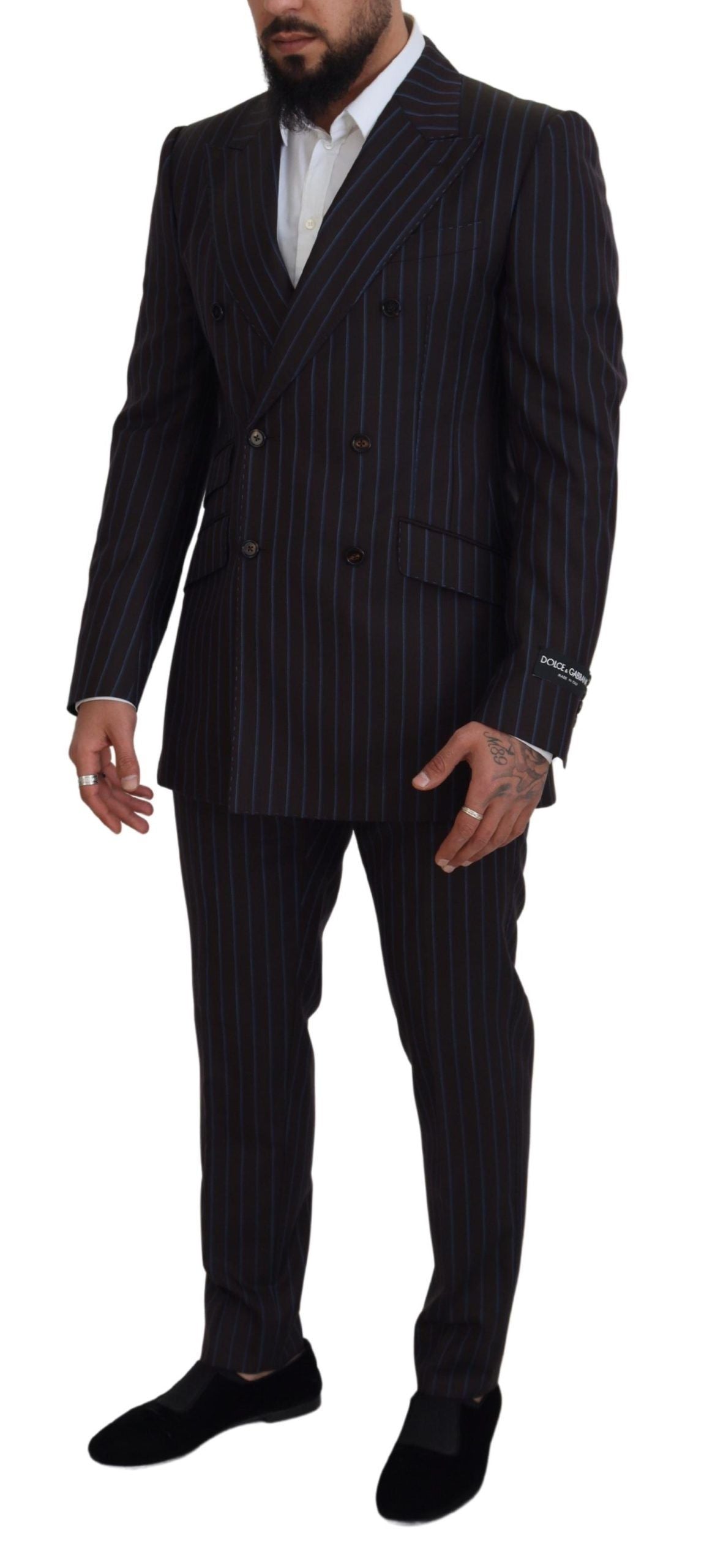 Dolce &amp; Gabbana Elegant black striped suit made of virgin wool