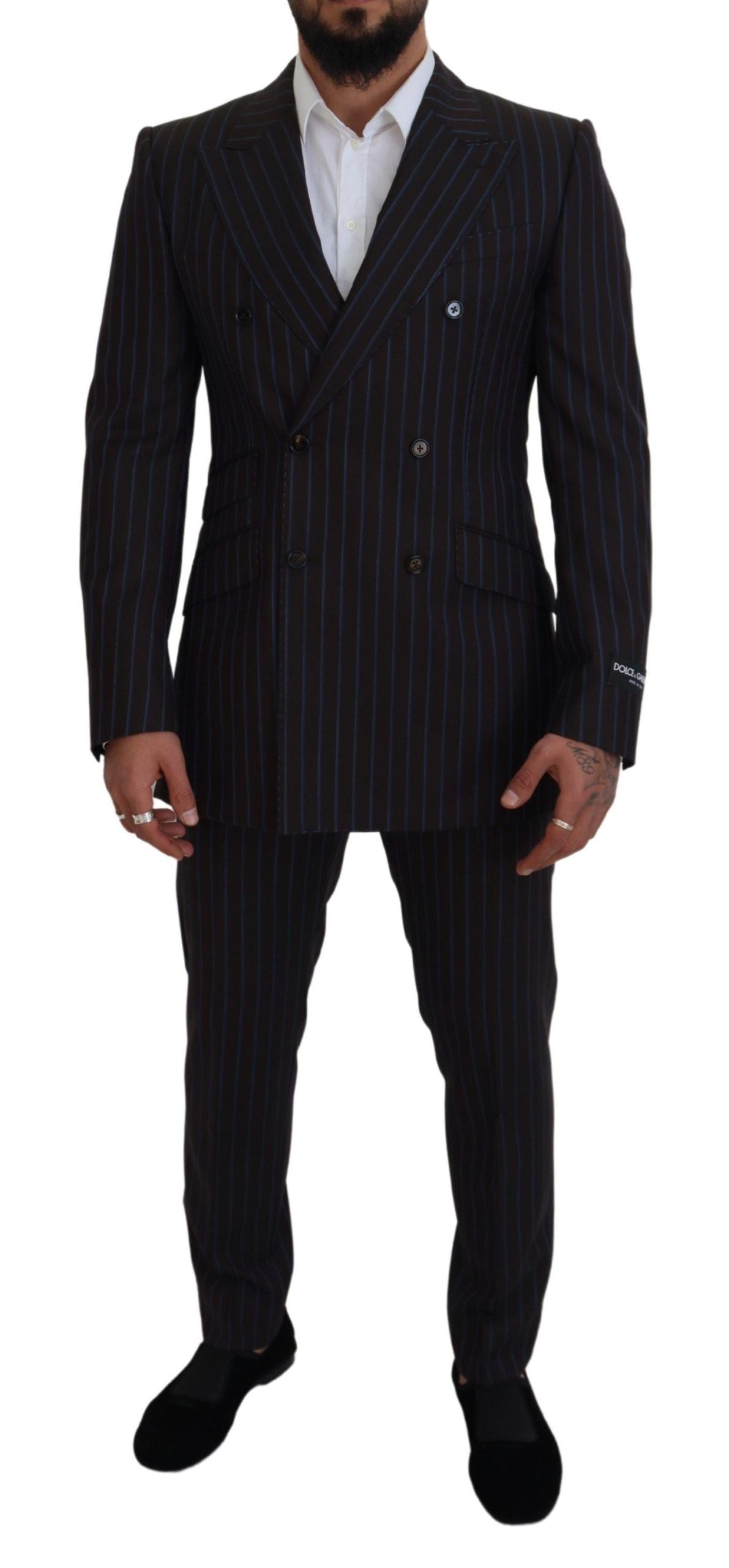 Dolce &amp; Gabbana Elegant black striped suit made of virgin wool