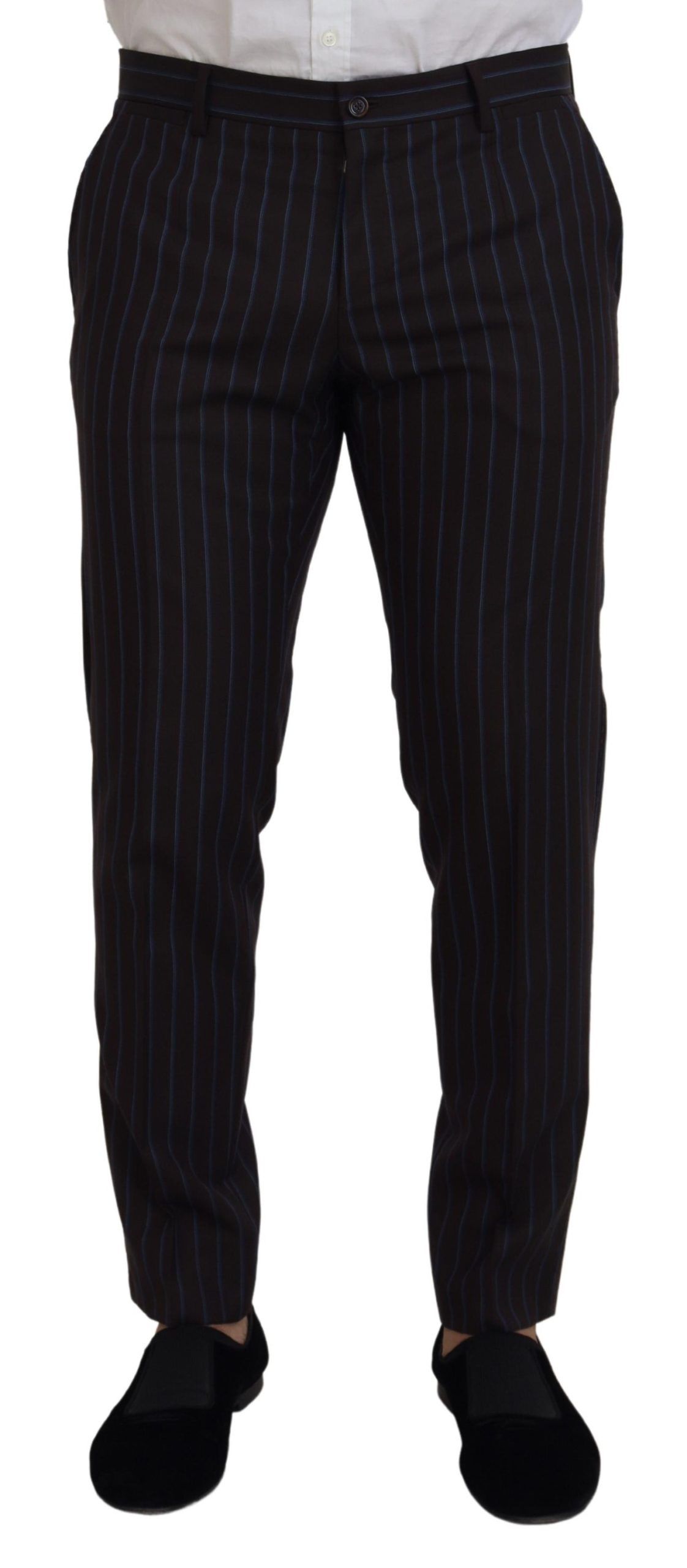 Dolce &amp; Gabbana Elegant black striped suit made of virgin wool