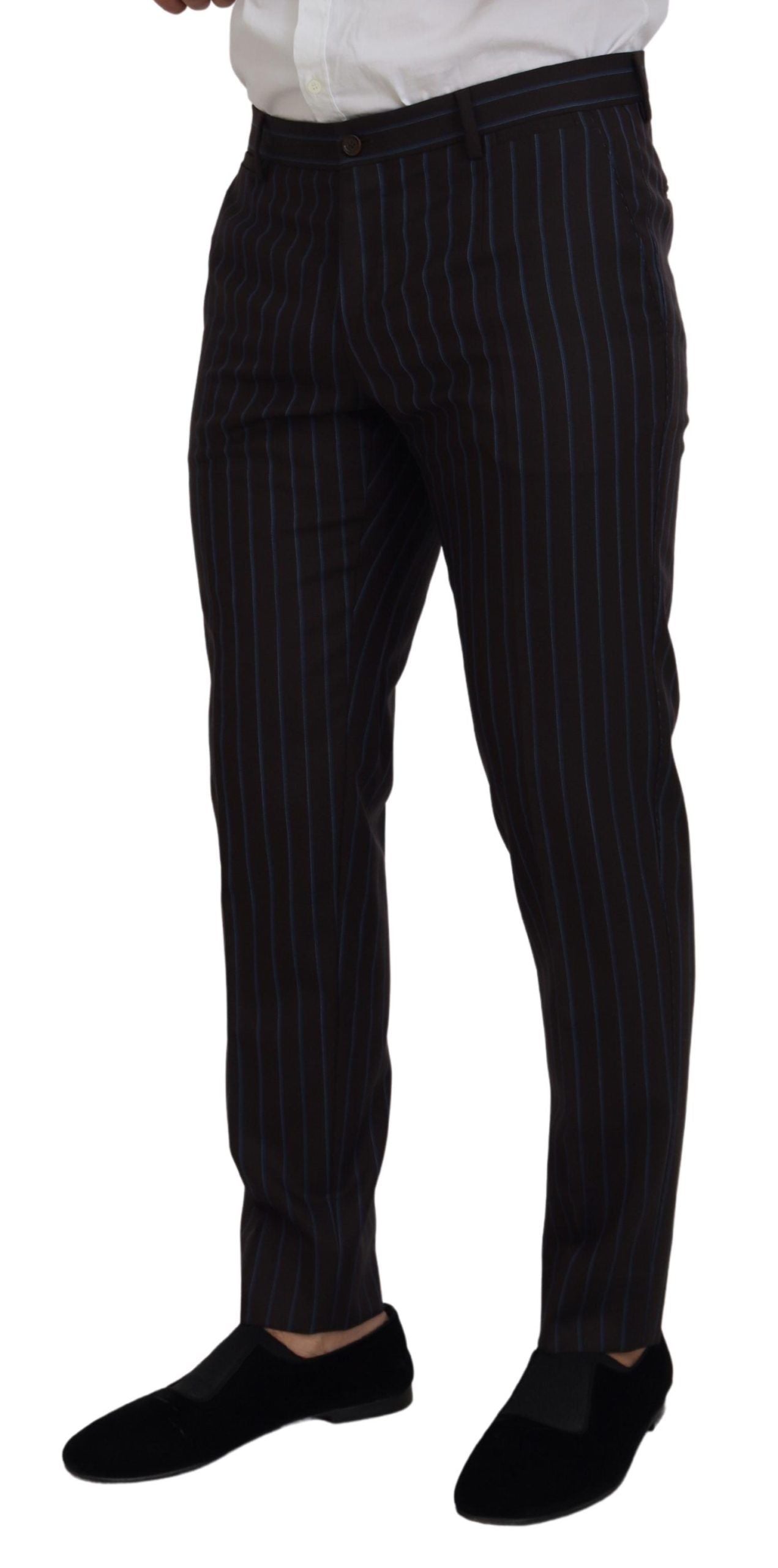 Dolce &amp; Gabbana Elegant black striped suit made of virgin wool