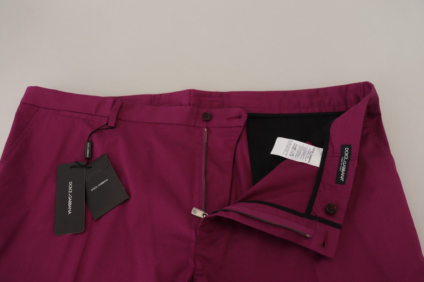 Dolce &amp; Gabbana Elegant Magenta Cotton Stretch Pants