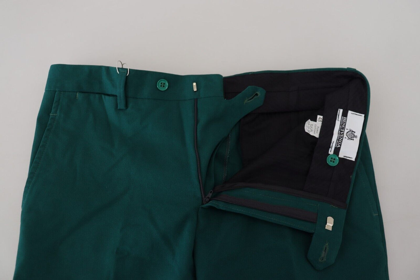 BENCIVENGA Elegantly tailored green trousers made of pure cotton