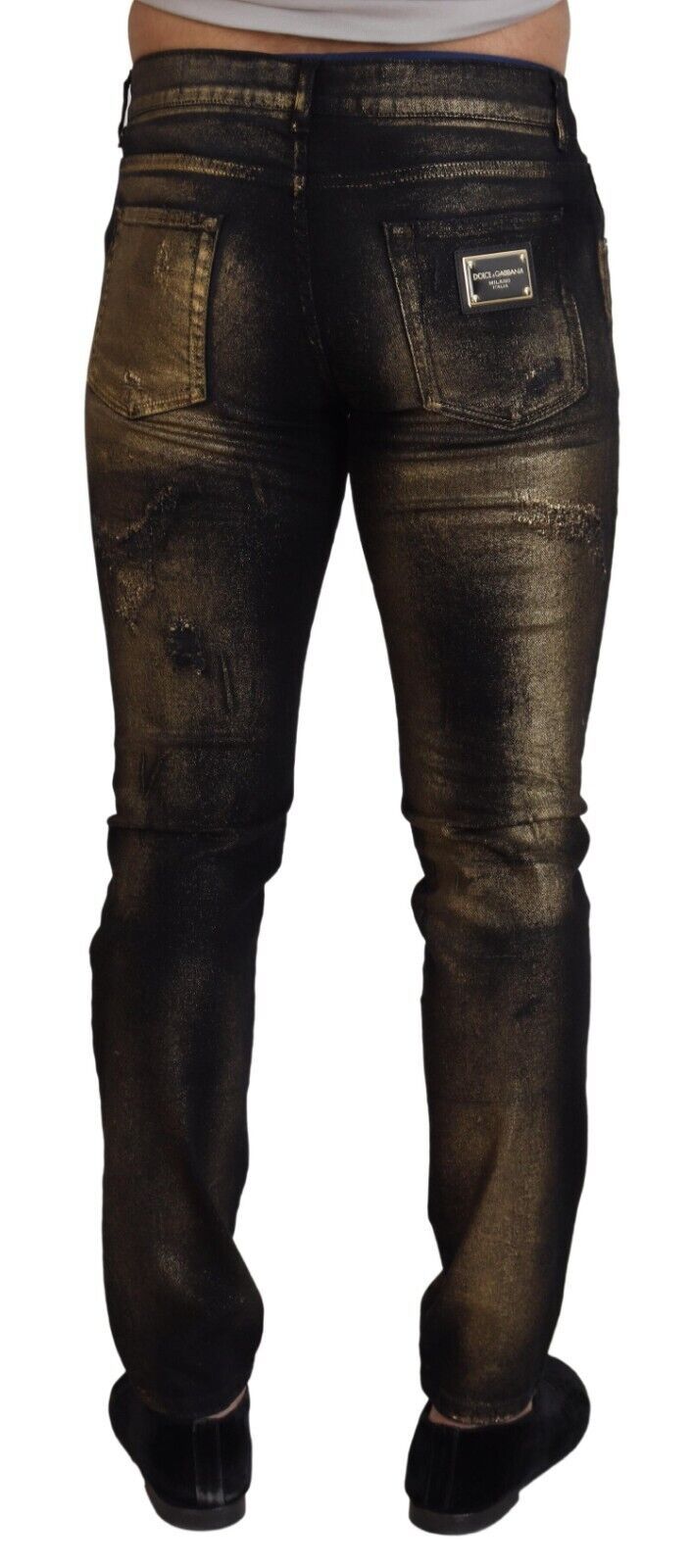 Dolce &amp; Gabbana Elegant Black and Gold Dust Jeans