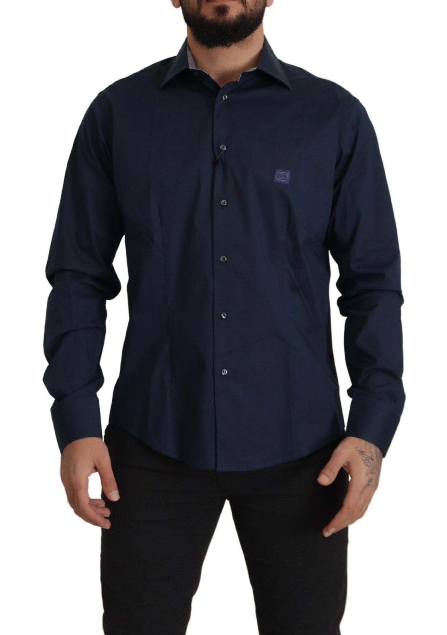 Roberto Cavalli Navy Elegance cotton shirt