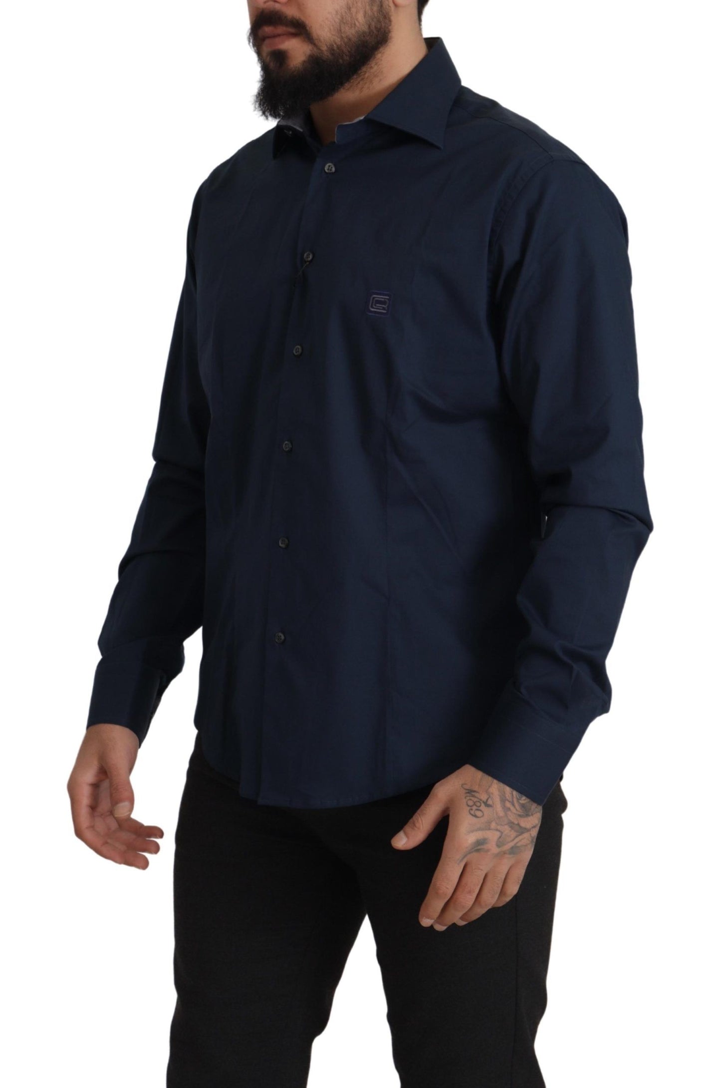 Roberto Cavalli Navy Elegance cotton shirt